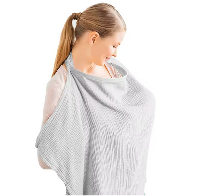 Voile d'allaitement en coton respirant, coloris gris