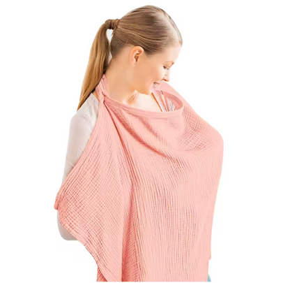 Voile d'allaitement en coton respirant, coloris rose
