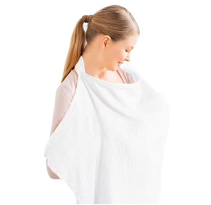 Voile d'allaitement en coton respirant, coloris blanc