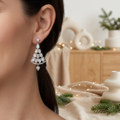 Boucles d'oreilles sapin de Noël étincelantes, vue principale