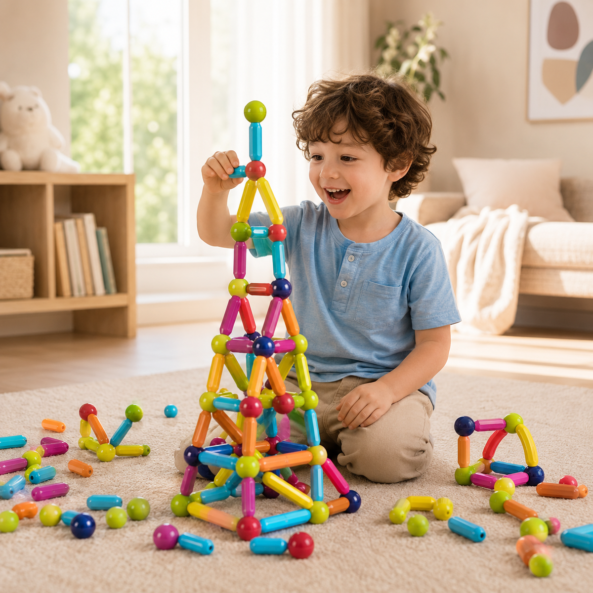 Tuiles magnétiques de construction pour enfants