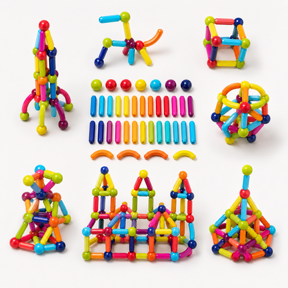 Pièces du set de tuiles magnétiques disposées