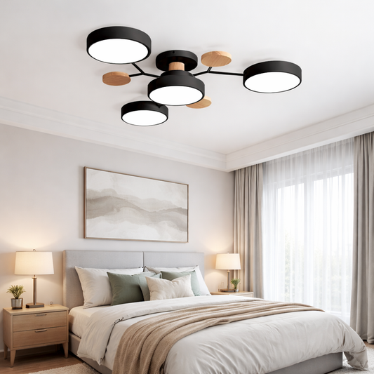 Suspension LED circulaire noire
