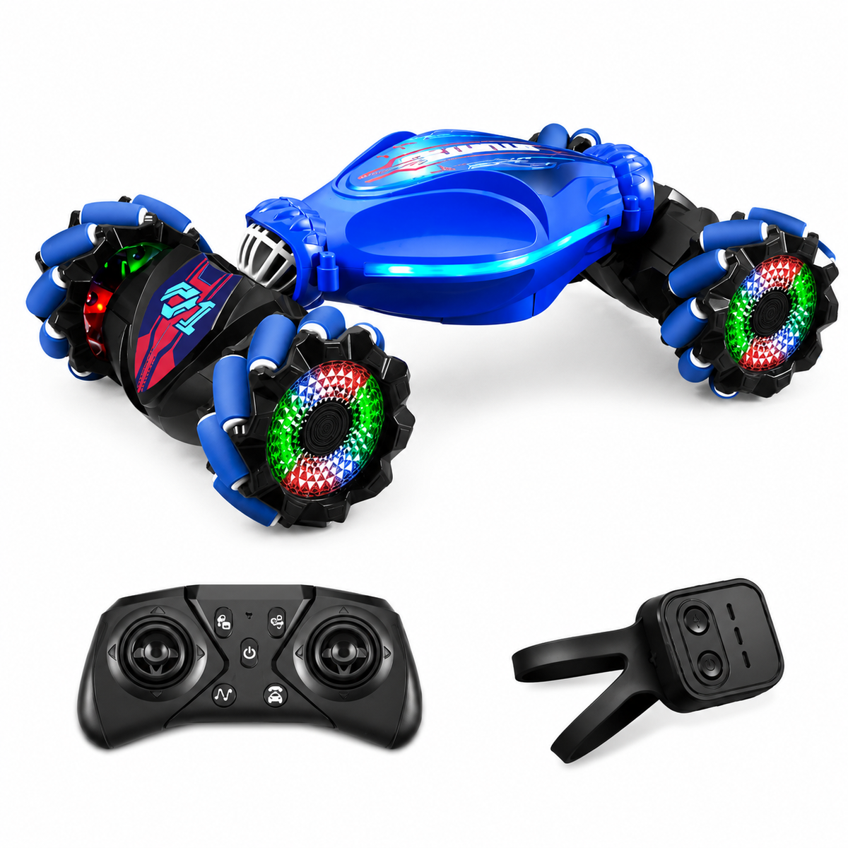 Voiture cascadeuse RC avec montre gestuelle, coloris bleu foncé