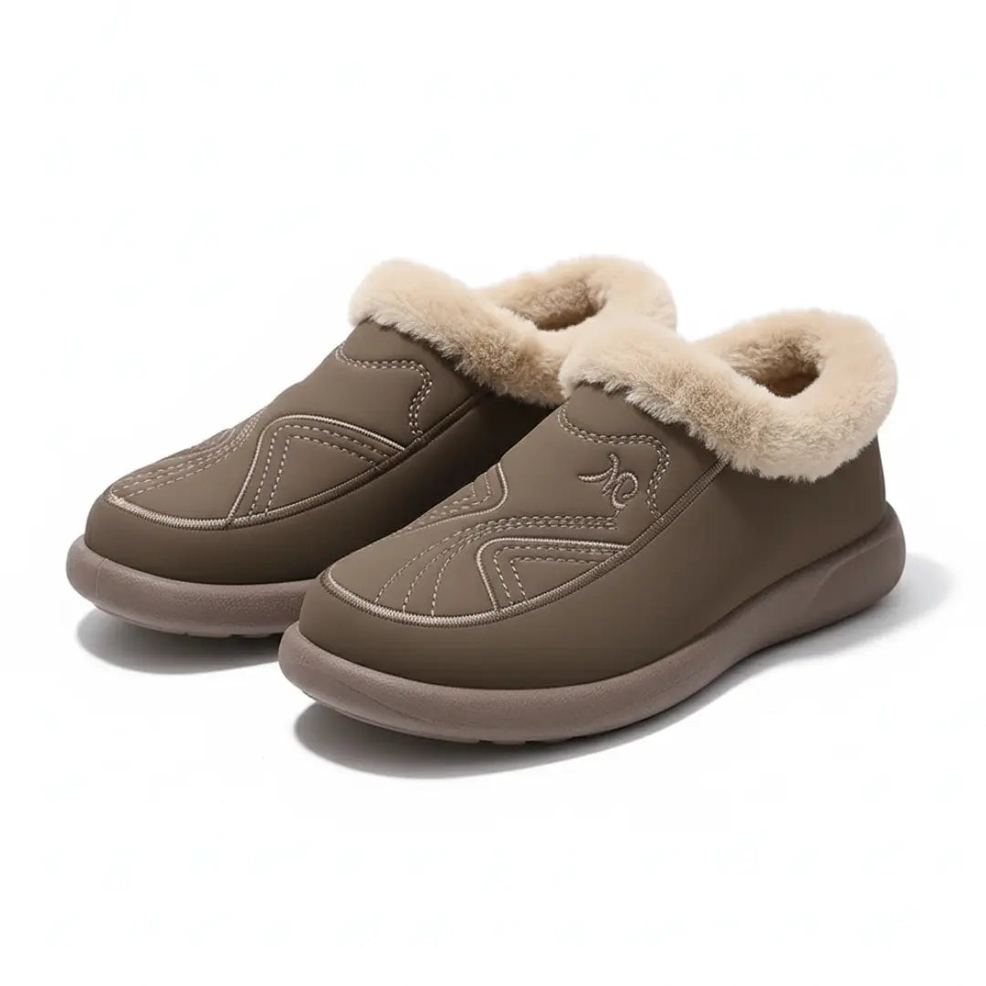 Chaussons orthopédiques femme fourrés marron