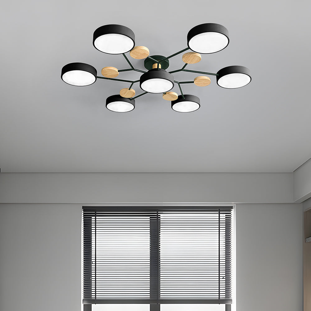Suspension LED circulaire ambiance salon