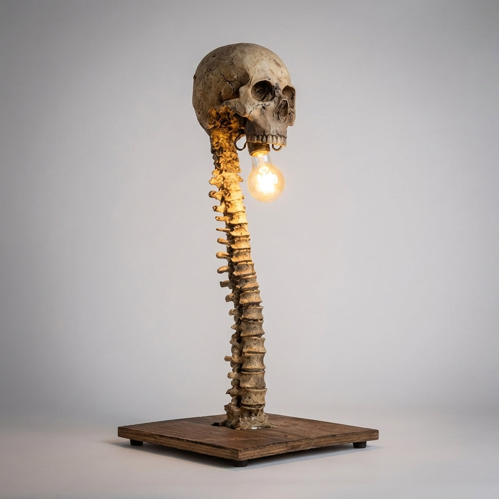 Détail des yeux LED multicolores de la lampe tête de mort