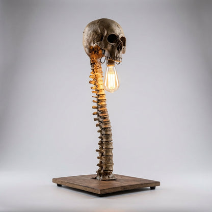 Lampe tête de mort avec yeux LED lumineux allumée