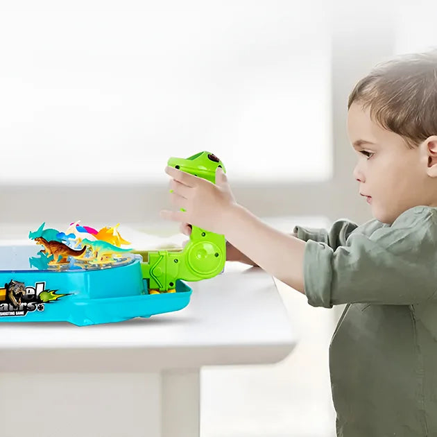 Deux enfants jouant au jeu bataille de dinosaures