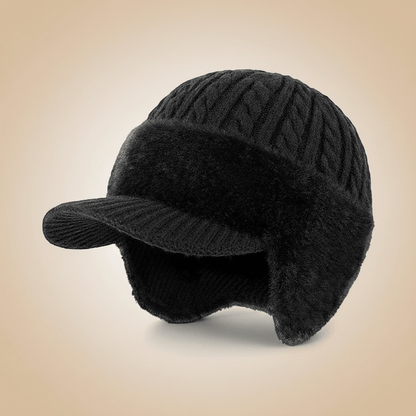 Bonnet chapka noir avec protection oreilles