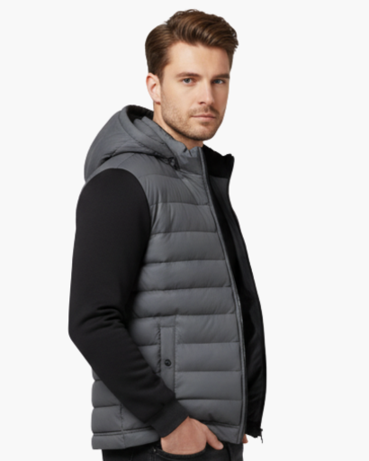 Veste matelassée homme à capuche portée en ville