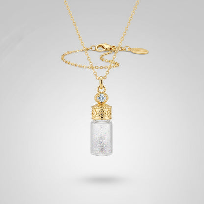 Collier femme fiole scintillante, vue de face
