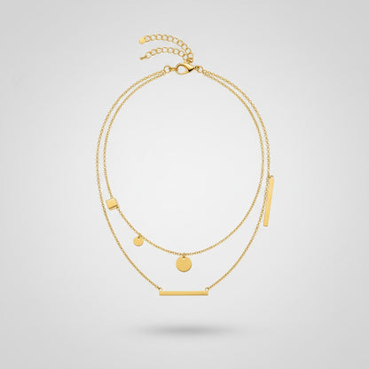 Collier chaînes superposées doré, vue de face