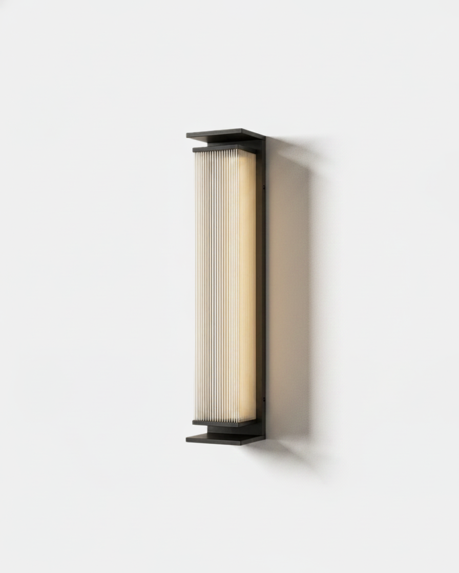 Applique murale extérieure XEDA colonne 60 cm en verre cannelé