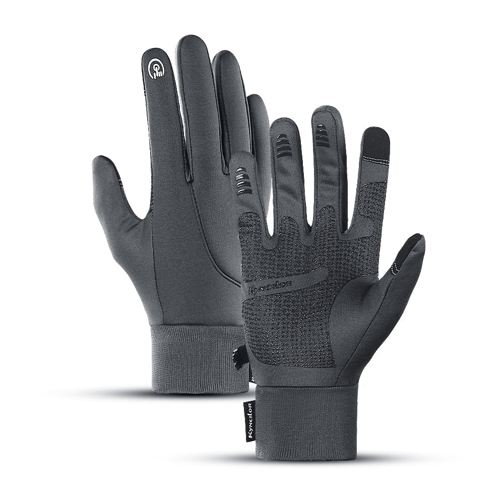 Gants tactiles d'hiver gris, vue de face