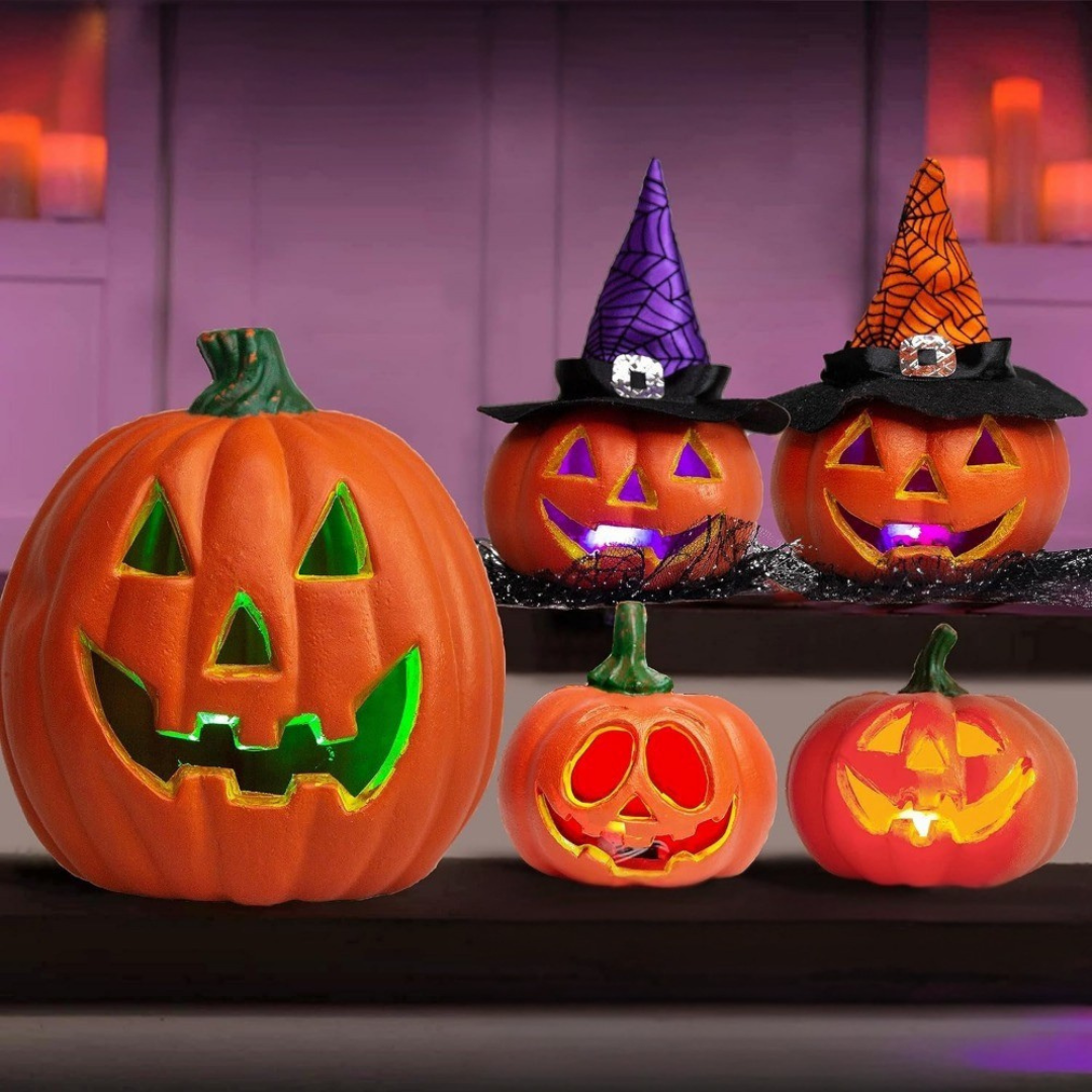 Citrouilles Lumineuses Halloween - Set de Lanternes LED