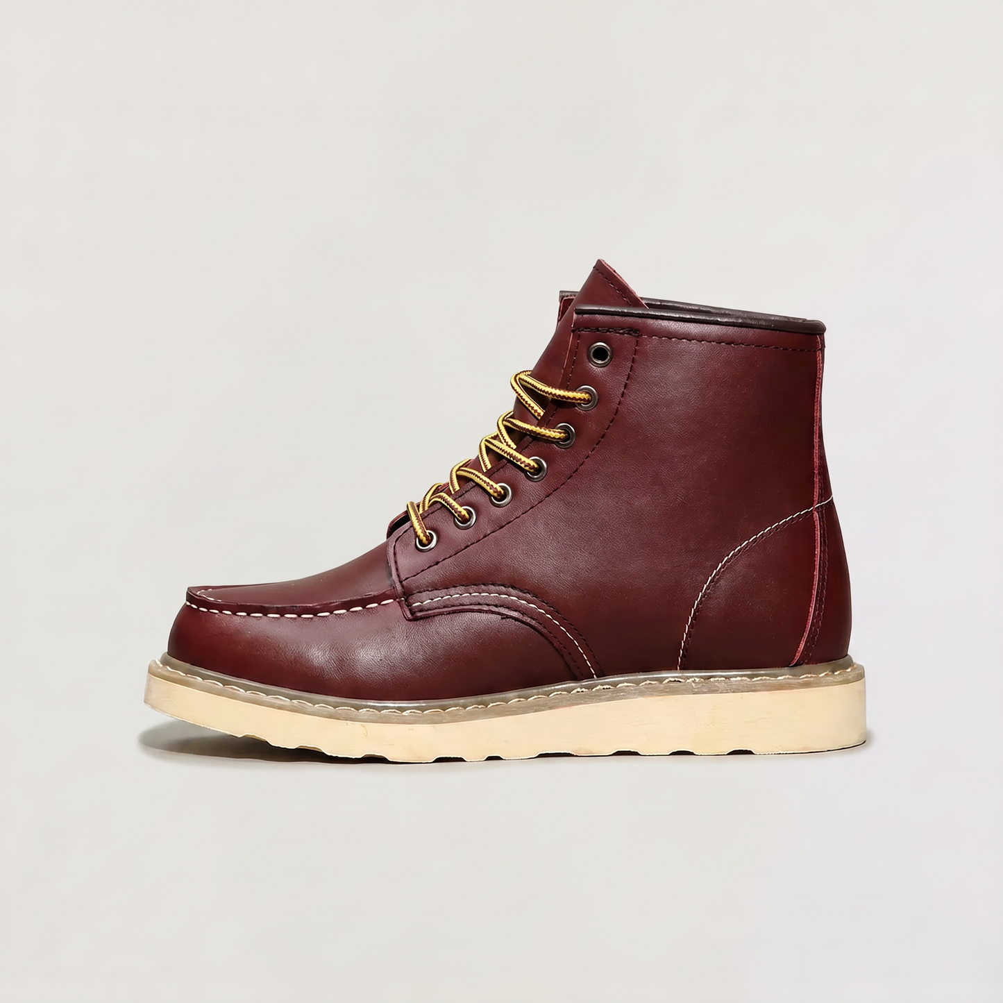 Bottines moc toe bordeaux, vue de face