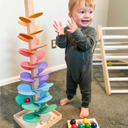 Tour sonore arc-en-ciel en bois, modèle Découverte 29 cm