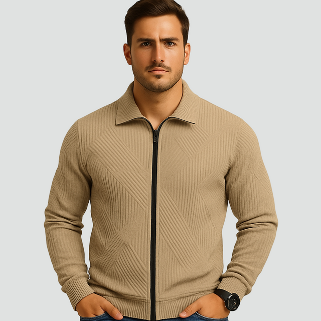 Gilet homme zippé Kaki