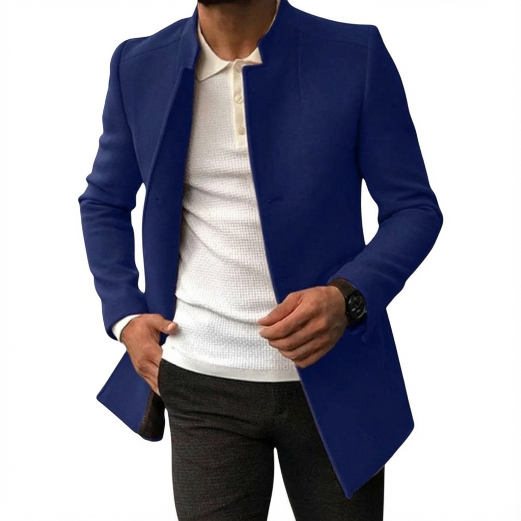Manteau homme col montant Bleu marine
