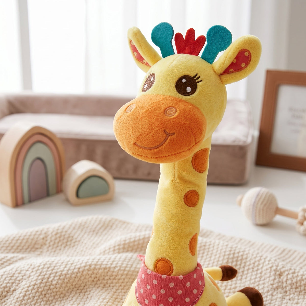 Girafe peluche chantante en situation de jeu