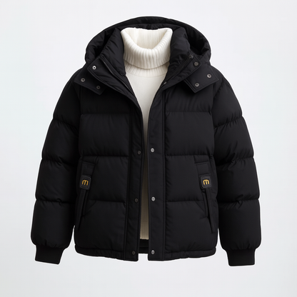 Doudoune courte cropped noire capuche ajustable