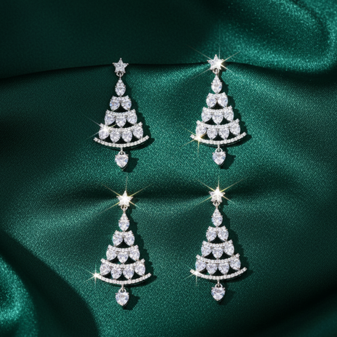 Boucles d'oreilles sapin de Noël, lot de 2 paires