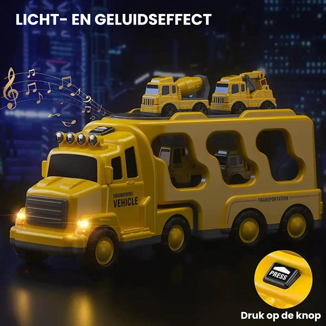 Camion transporteur lumineux et musical, coloris Rouge