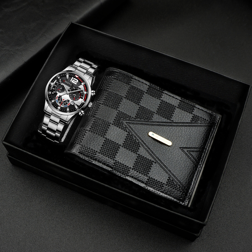 Coffret homme argent et noir