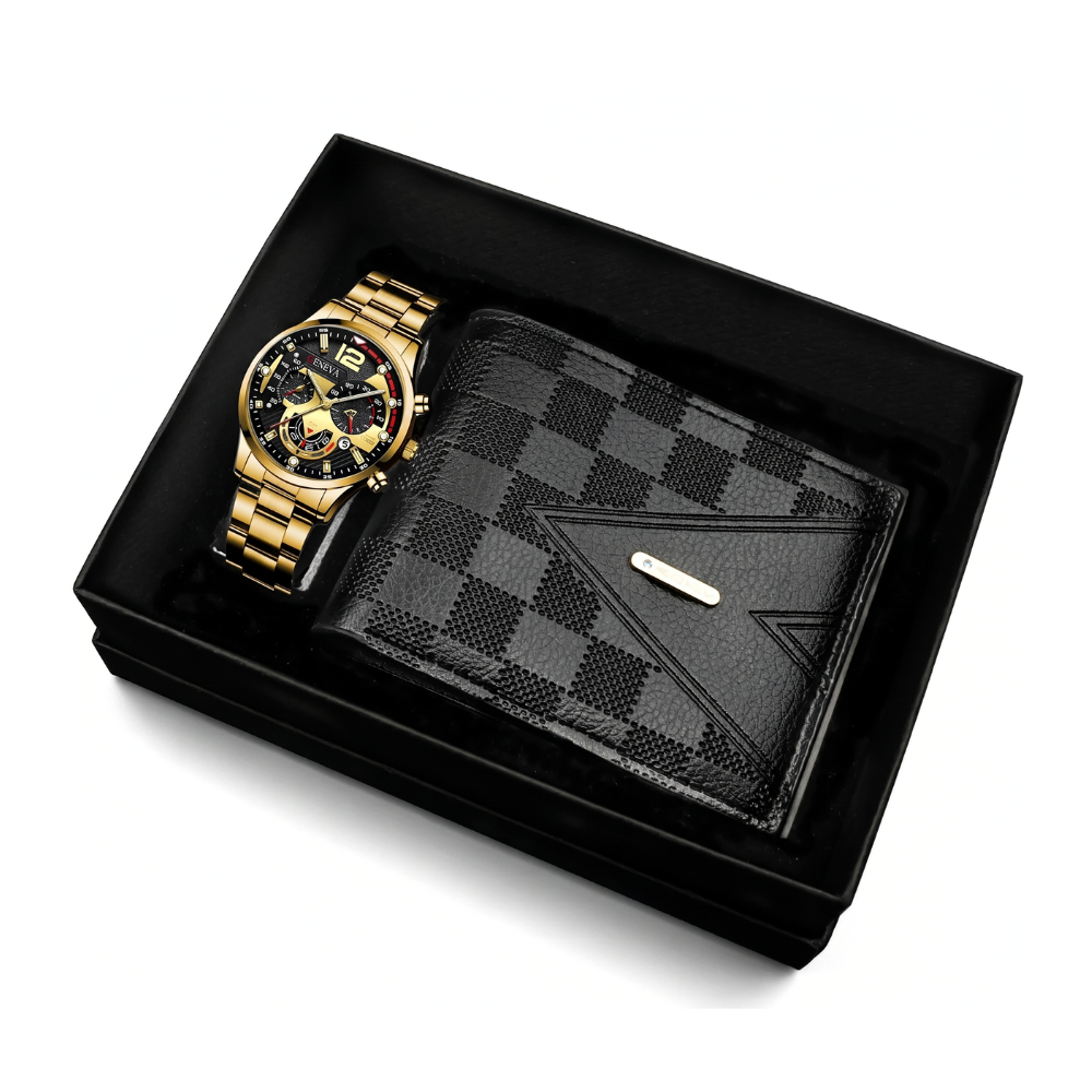 Coffret cadeau homme – montre et portefeuille en cuir