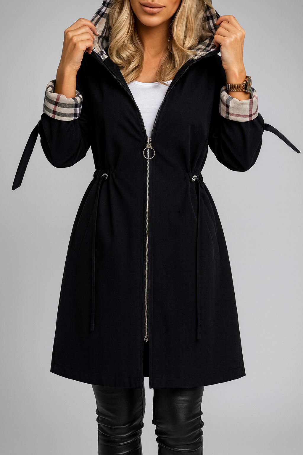 Manteau femme zippé Noir
