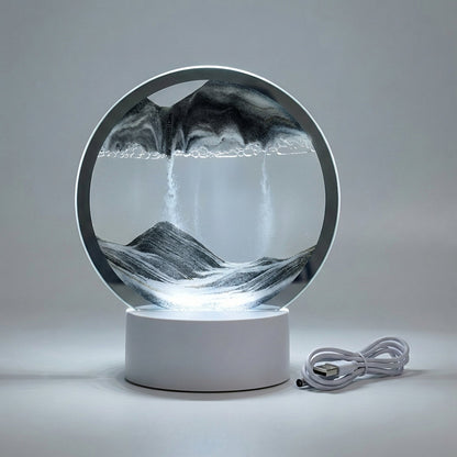 Détail du mouvement du sable dans la lampe Aqua Drift