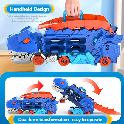 Camion transporteur dinosaure vue de profil