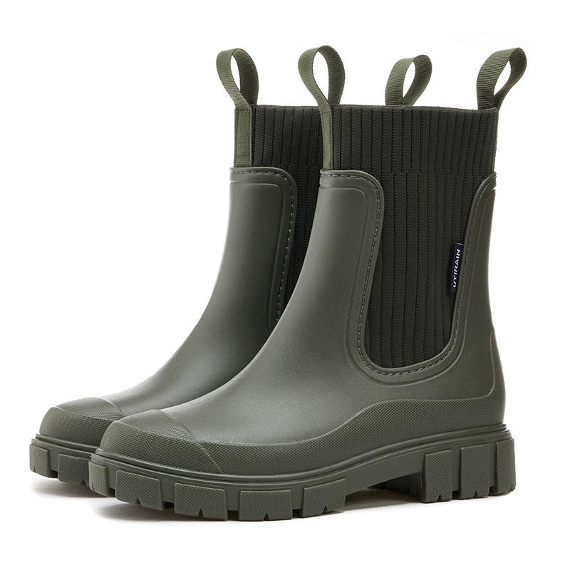 bottines de pluie femme, coloris vert
