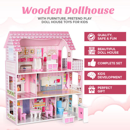 Maison de poupée décorée avec des poupées pour le jeu imaginatif