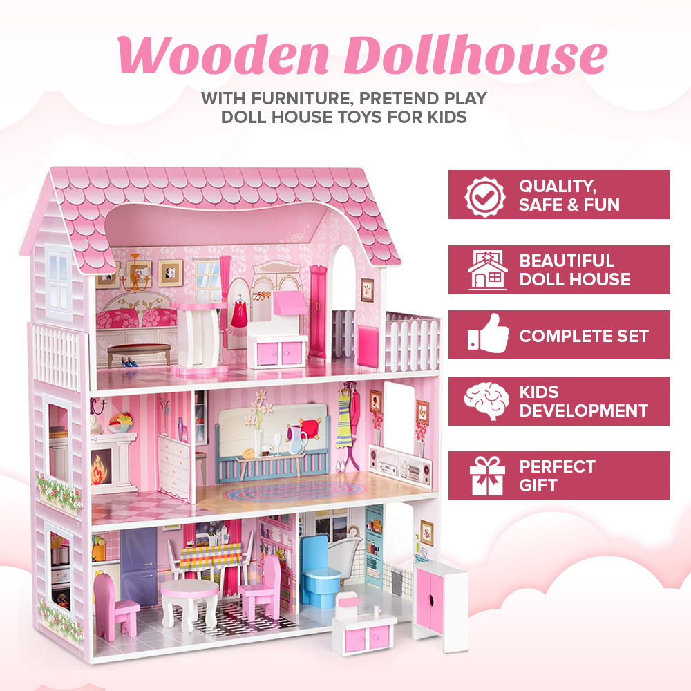 Maison de poupée mise en scène avec des poupées pour le jeu de rôle