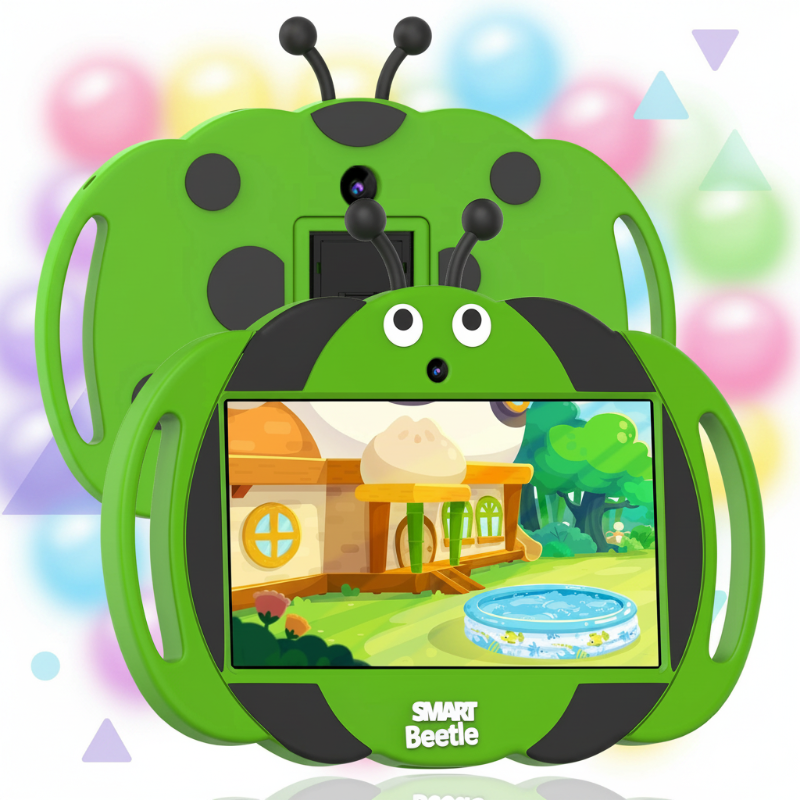 Tablette enfant dans une coque antichoc verte