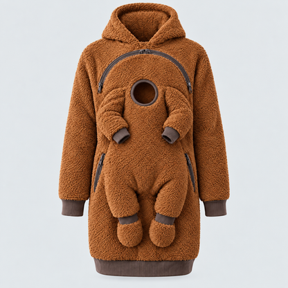 Sweat de portage marron en polaire peluche