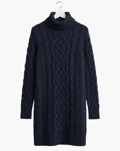 Robe Pull Col Roulé Femme Tricot Torsadé – Coupe Évasée & Chaleur | Style Chic Automne Hiver