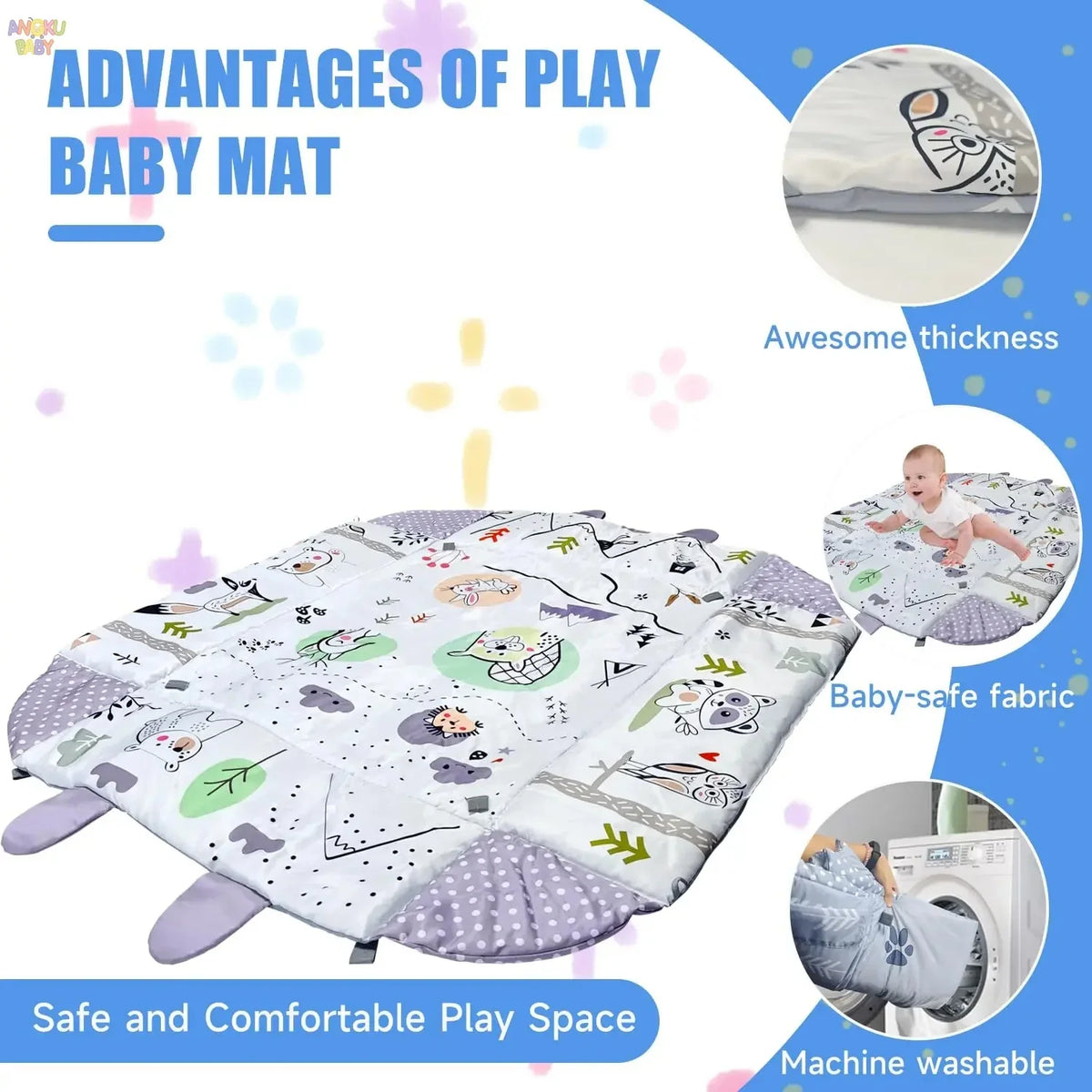 Les atouts du tapis : épaisseur, tissu doux et lavable