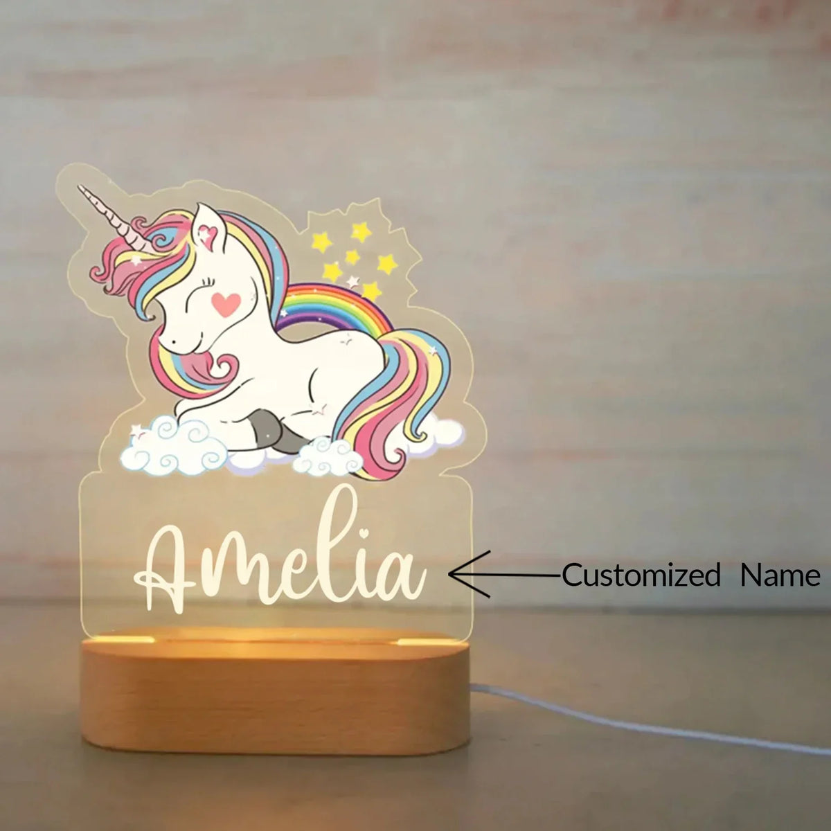 Veilleuse animal personnalisée, motif licorne