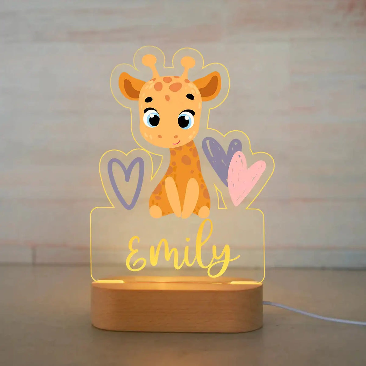 Veilleuse animal personnalisée, motif girafe