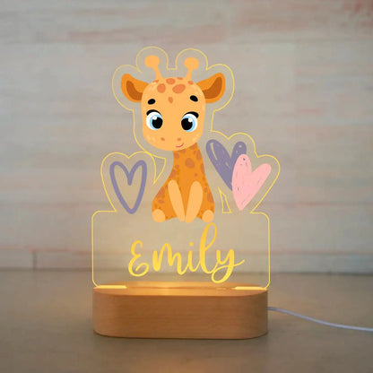 Veilleuse animal personnalisée, motif girafe