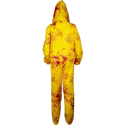 Costume hazmat zombie radioactif vue de dos avec capuche