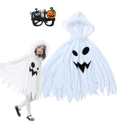 Kit Cape + lunettes du déguisement de fantôme blanc avec lunettes de fête