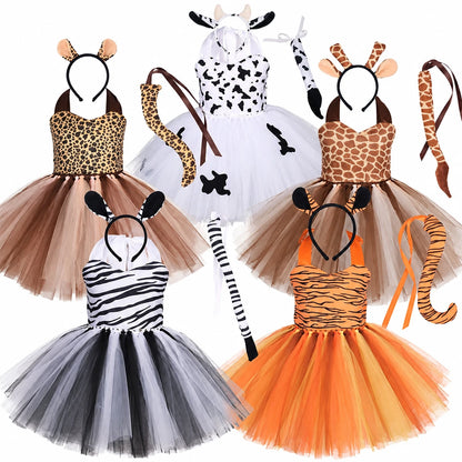 Déguisements tutu animaux de la jungle pour fille, quatre motifs assortis