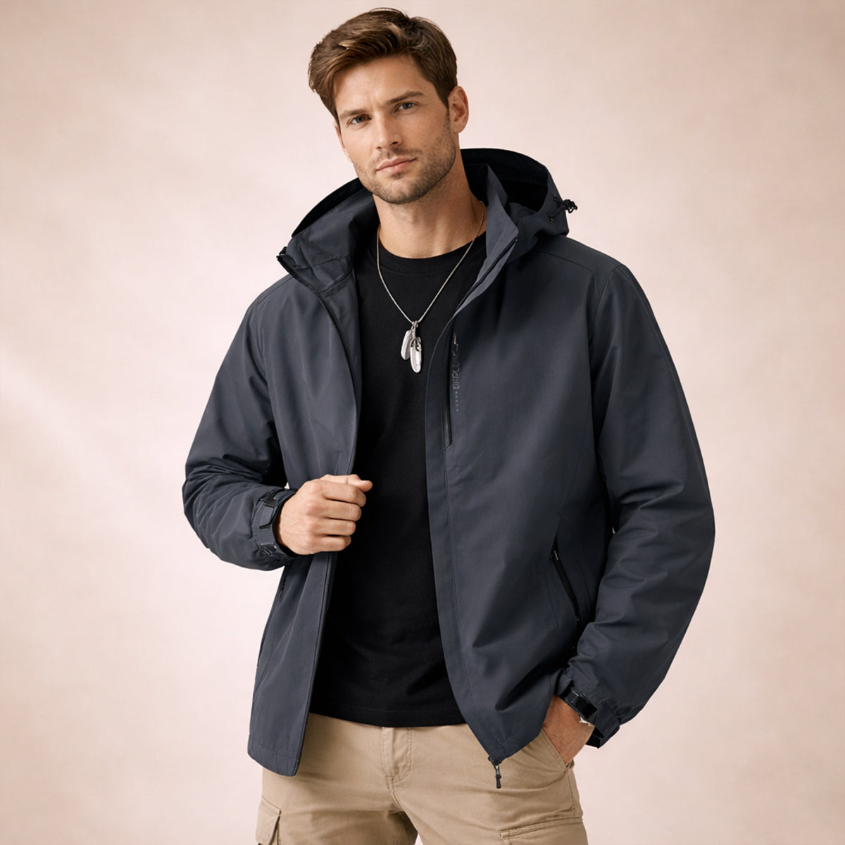 Veste softshell imperméable à capuche homme, coloris gris