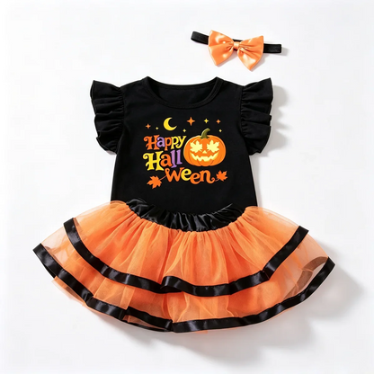 Tenue tutu Halloween bébé, jupe orange, haut Trick or Treat