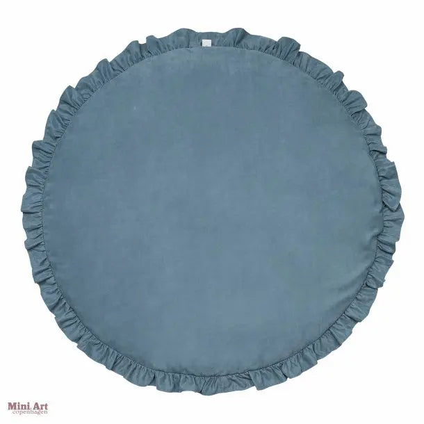 Tapis d'éveil rond bleu à volants, vue à plat