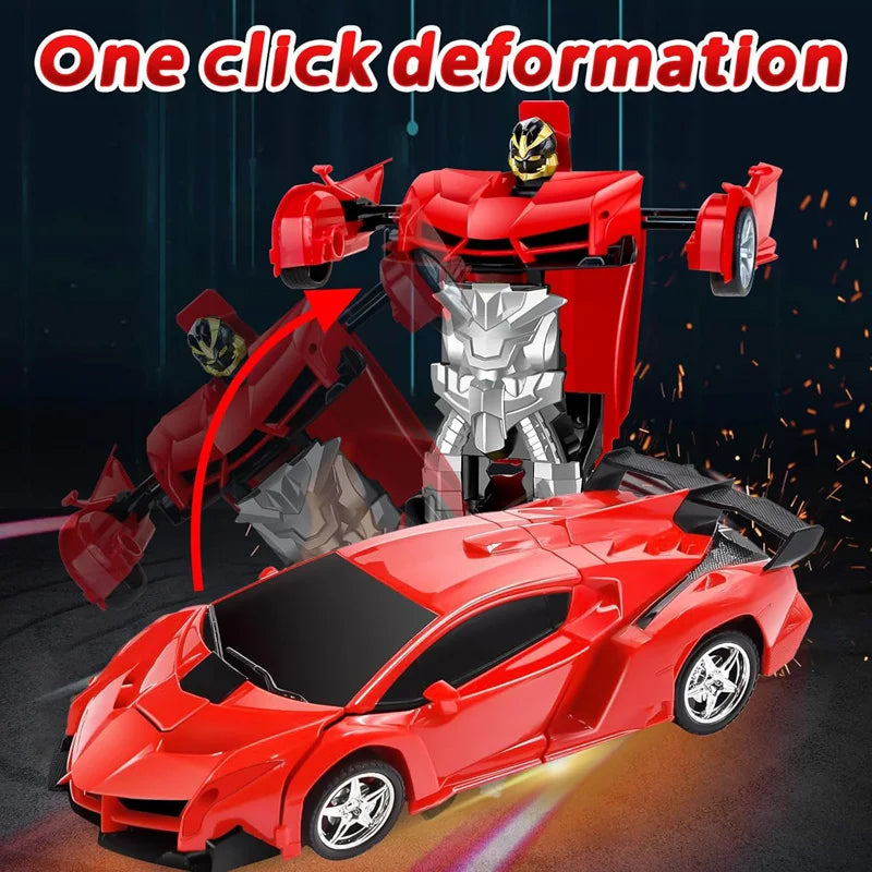 Voiture RC transformable en robot, coloris rouge, transformation en un clic